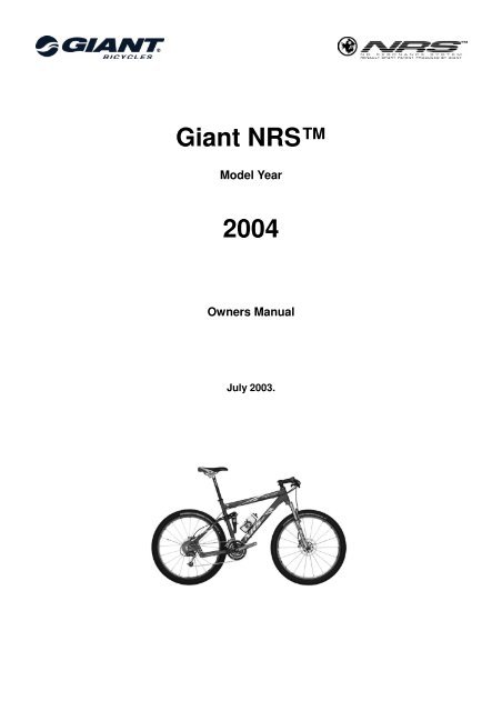 Giant Bicycle Manuals
